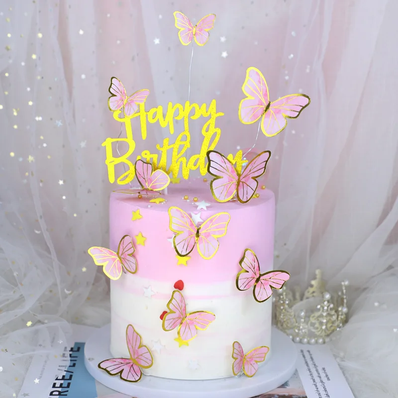 Hot selling Beautiful  Butterfly Cake Topper for Cake Decoration Baking Supplies 10pcs  Butterfly set