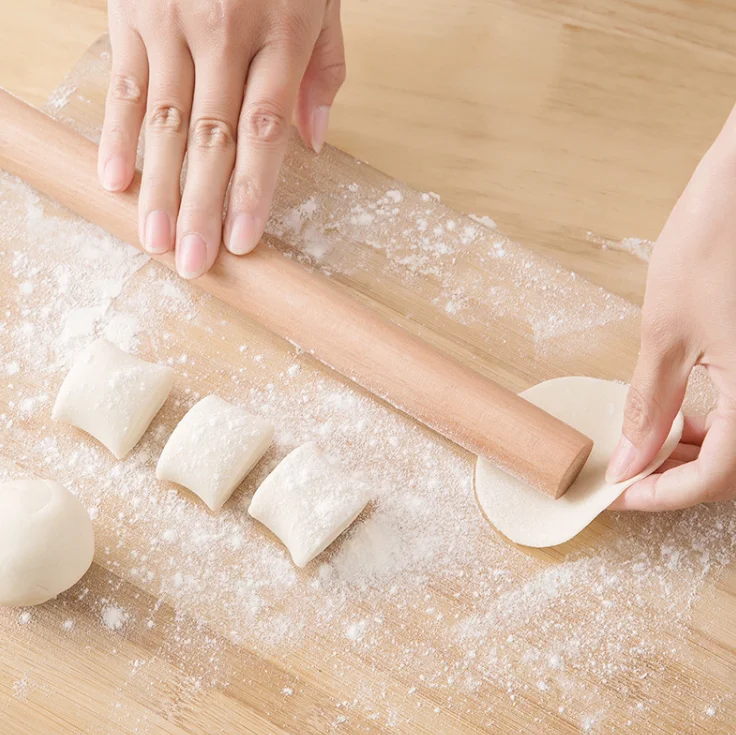 Natural beech wood rolling solid wood size pressing pin household dumpling skin rolling pin knocking pin baking tool