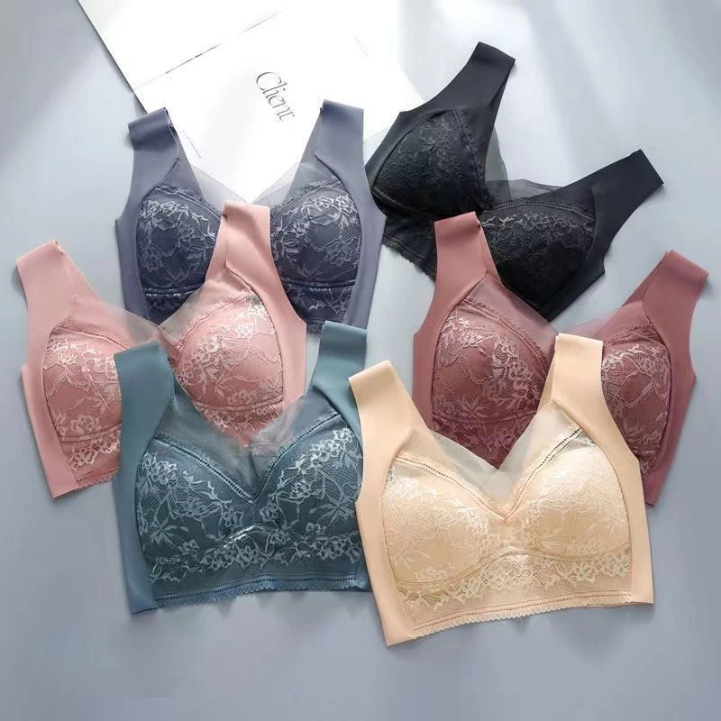 FINETOO Women Lace Seamless Bras For Ladies Wireless Soft Sexy Female Top  Underwear Push Up Bra Girls Padded