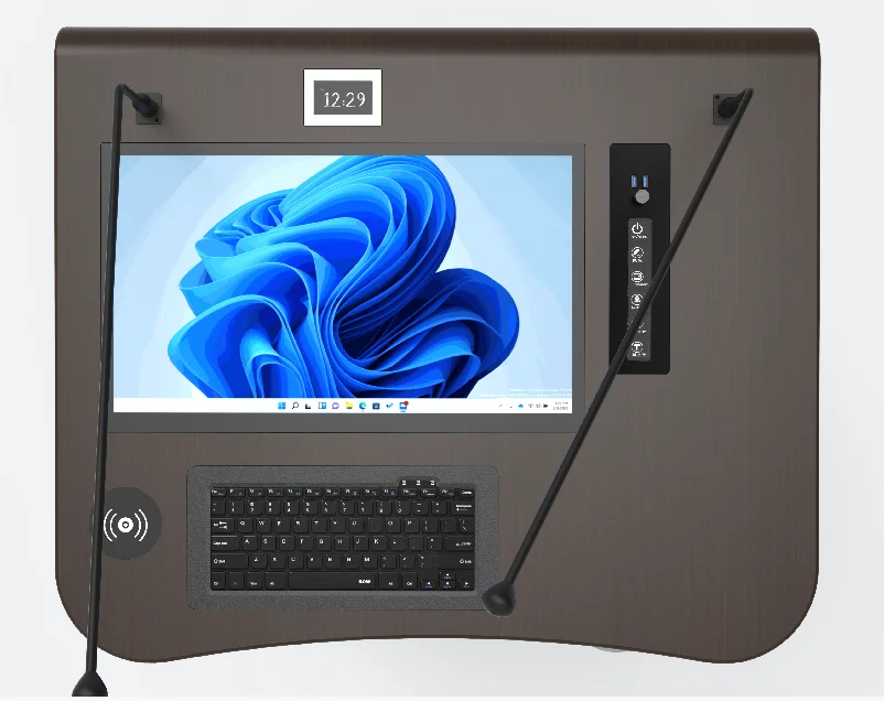 Double Screen Speech Podium with Timer; Height Adjustable Lectern Stand;  Education Equipment