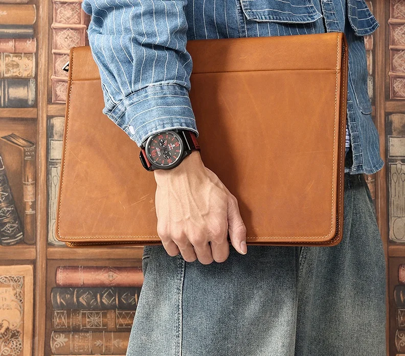 New Multi-Function Vintage Crazy Horse Leather Laptop Briefcase Portfolio Bag