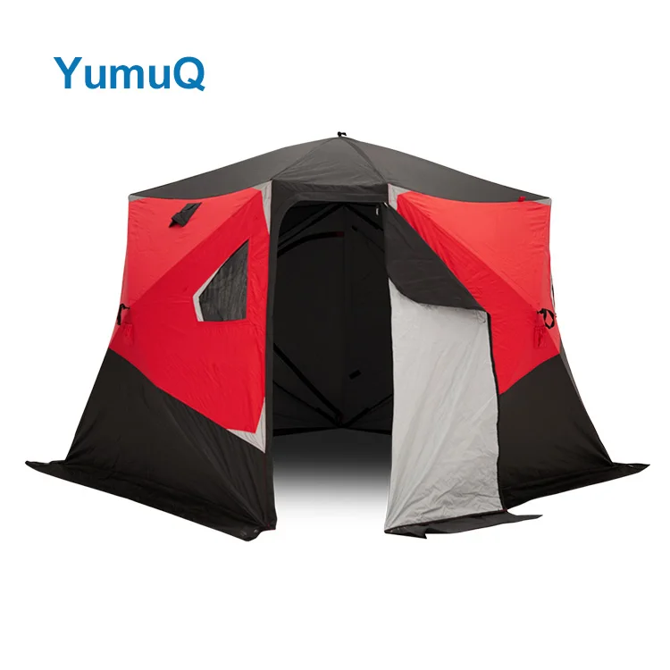 YumuQ 3 5x3 5x2 м 2-4 человека 3-слойный состав материала автоматический всплывающий центр для кемпинга зимняя Изолированная палатка подледной рыбалки