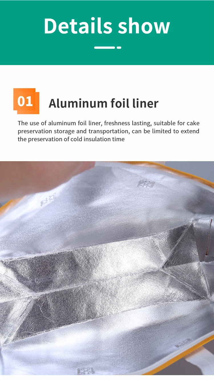 Wholesale Fashionable Durable Pouch Tote Promotional aluminium foil lunch Cake Food Insulated Pp Non Woven Cooler Bag