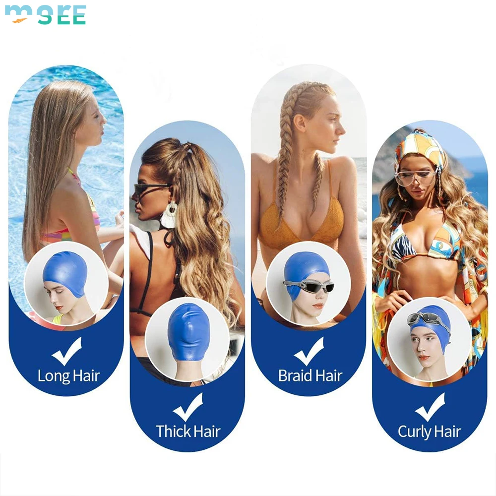 SeeMore Free Sample Pool Swimming Hat Custom Logo Printed Elastic Different Size Adult Kids Swim Cap