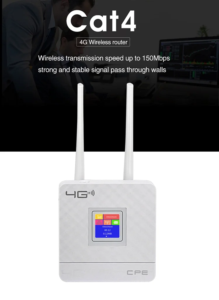 
Indoor 4G LTE CPE Desk Router LAN WAN 150Mbps 802.11.b/g/n CE Rohs Support MIFI Hotspot Global Travelling Free Customization 