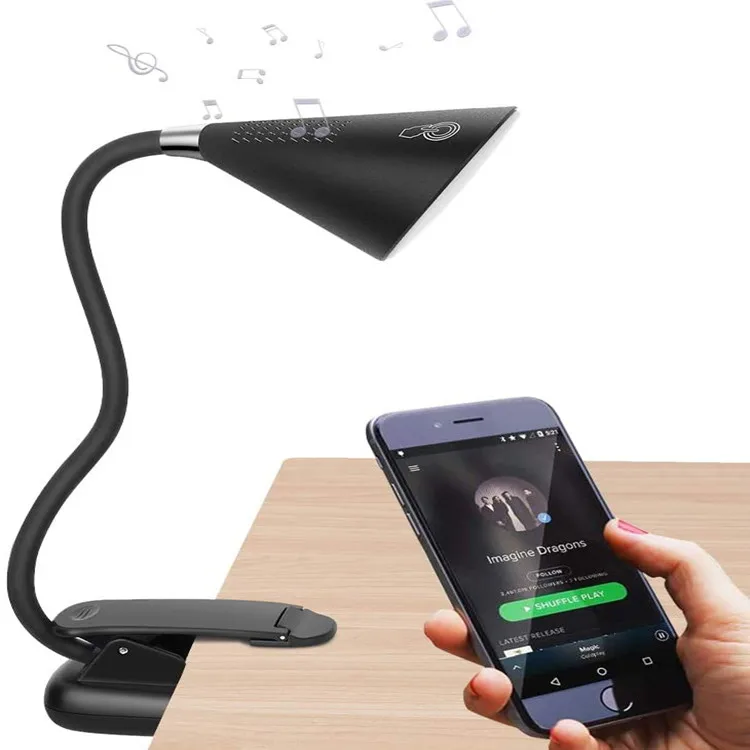 
 Лампа для чтения с зажимом, настольная лампа с динамиком, Регулируемый складной ночник для чтения с защитой глаз  