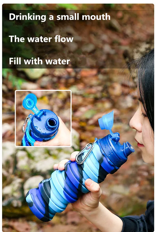 0129 портативная силиконовая дорожная уличная велосипедная телескопическая чашка для воды Спортивная Фитнес складная бутылка для воды