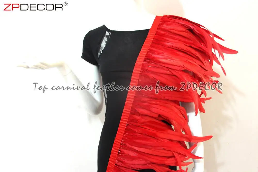 ZPDECOR Оптовая торговля, в наличии, 16 видов цветов 30-35 см отбеленная окрашенная красный Петушиный Хвост с отделкой перьями для самбы на карнавал костюм