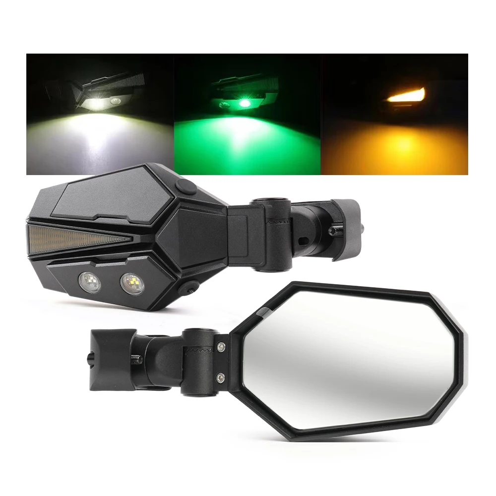 UTV ATV Accessories maverick Rearview UTV Rear View Side Mirrors With Lights