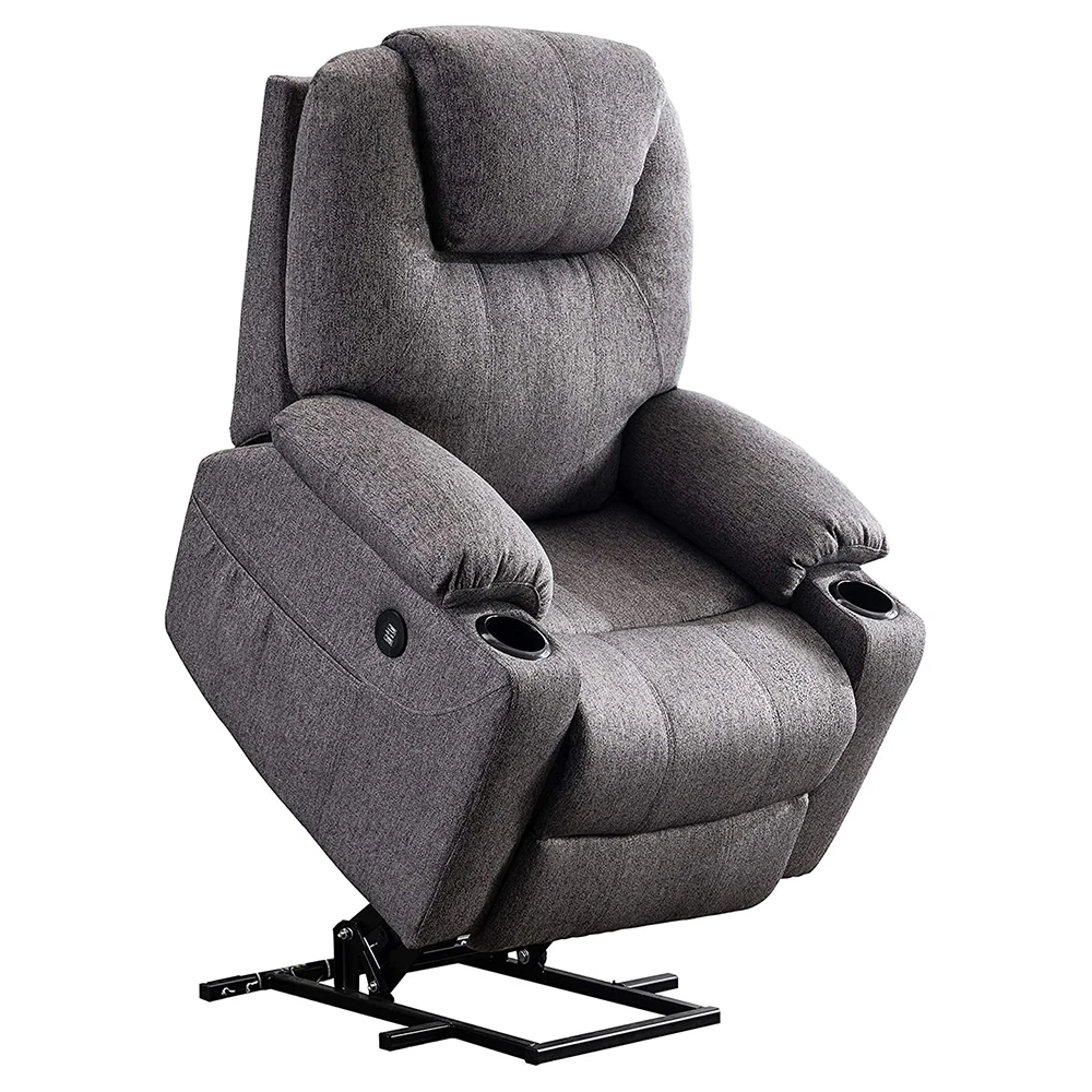 Electric Power Lift Recliner Chair Sofa with Massage and Heat for Elderly 2 Side Pockets