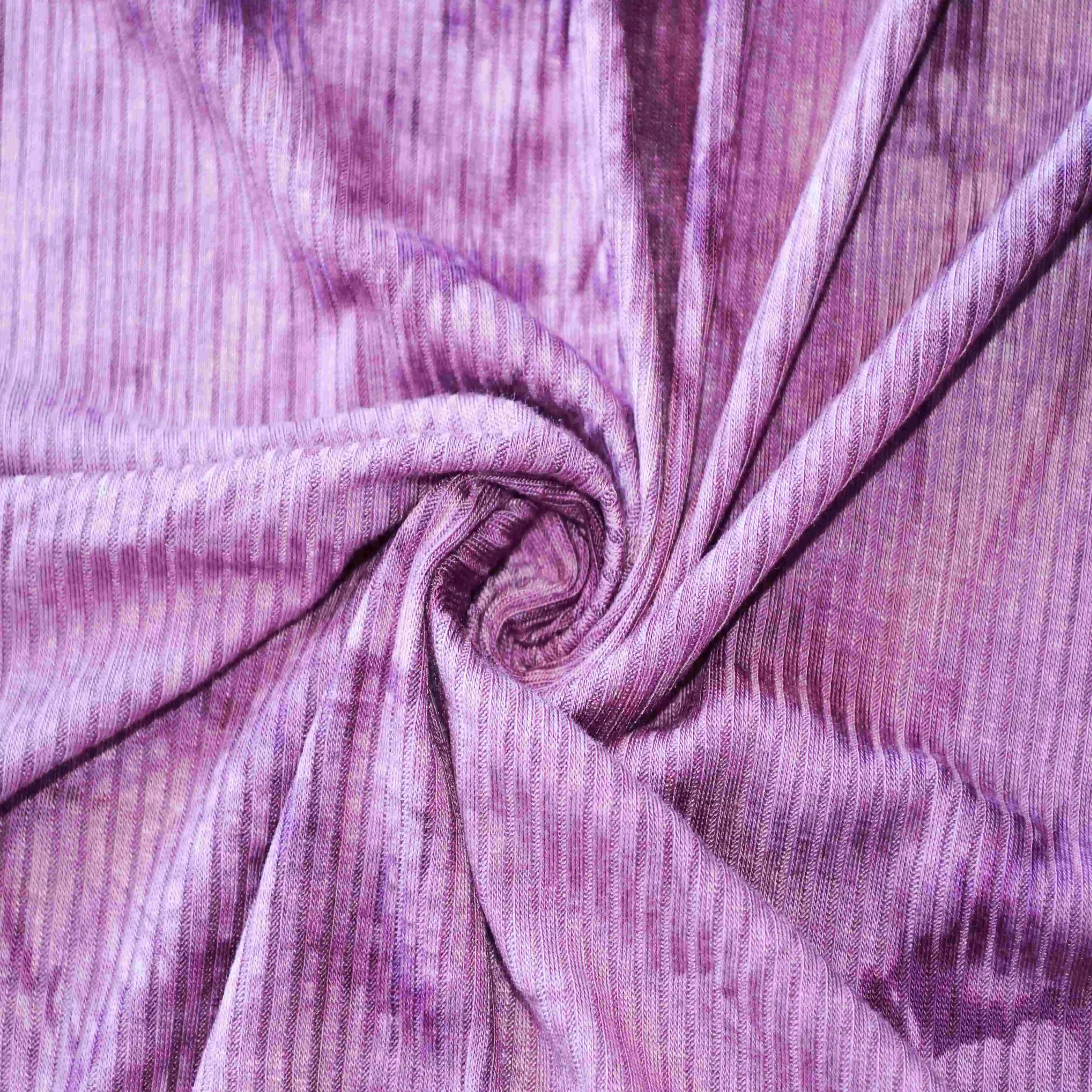 
95%viscose (siro) 5%spandex 4*2 rib tie dye version fabric for garment 