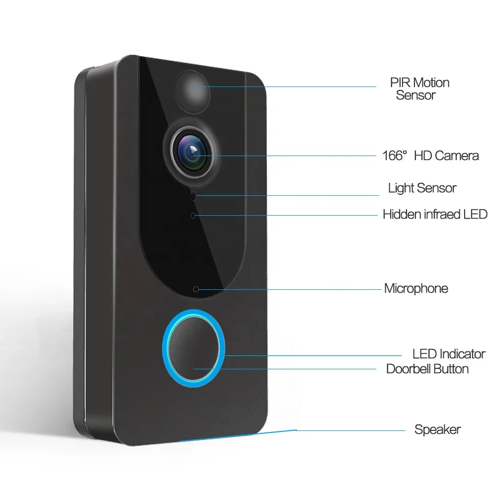 QZT 1080P Full HD V7 Wifi Video Doorbell Sensor Waterproof / Weatherproof CMOS with Night Vision and PIR Motion Sensor