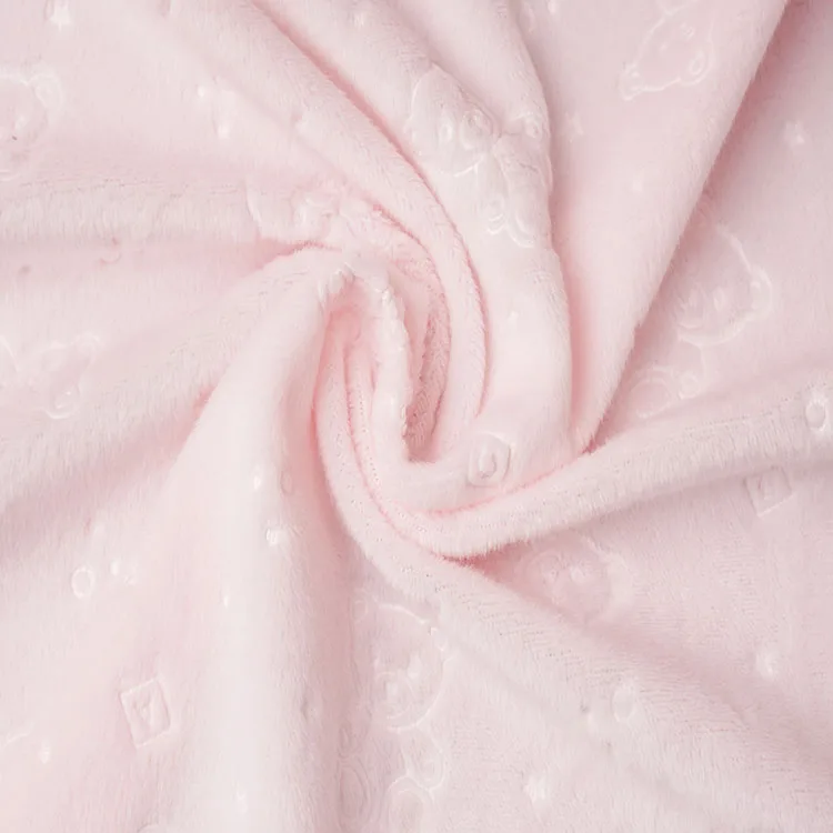 
3D embossed polyester flower emboss velvet crystal super soft plush fabric 