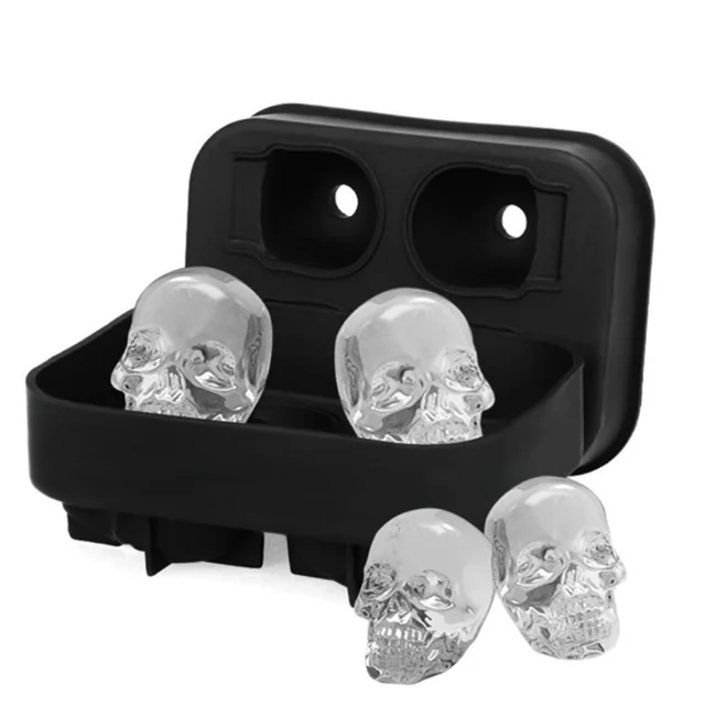 Home Party Cool Whiskey Wine Ice Cream Bar Tool Ice Cube Maker DIY Creative Silicone Skull Shape Ice Tray Mold