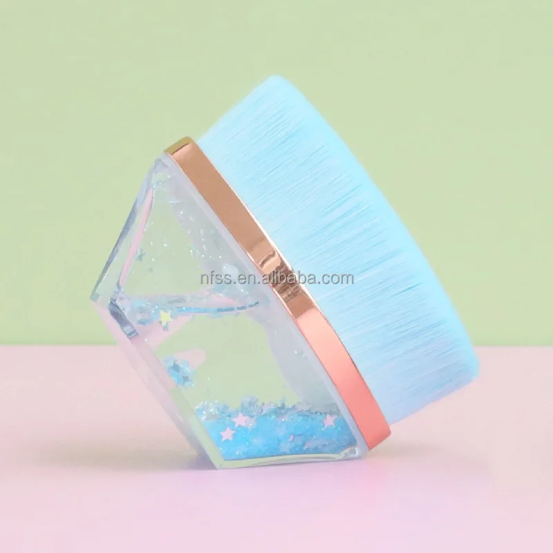  High Quality Synthetic Hair Rhinestone Flat Top Foundation Cosmetic Brush Durable Glitter Floating Hexagon Kabuki Makeup Brush