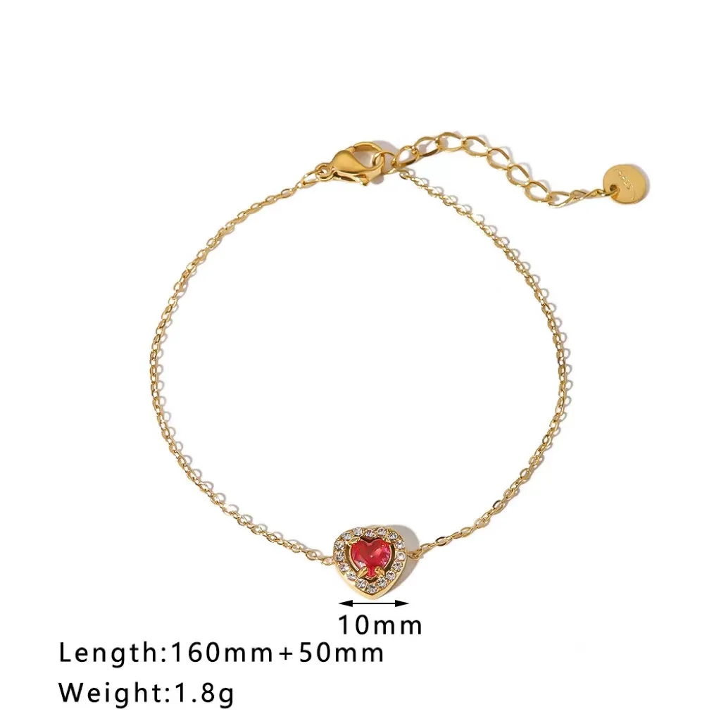 HP Colorful Stainless Steel 18K Gold Plated Love Heart Pendant Bracelets zircon Geometric bracelet