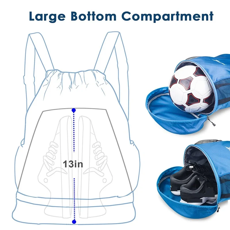 Dry Wet Separation Backpack Bag With Shoe Compartment Heavy Duty String Bag Sports Beach Bag Backpack