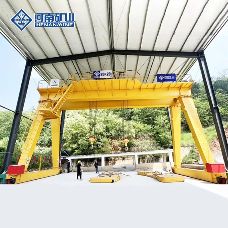 32/5T Remote control Double main beam electric winch trolley gantry crane in outdoor