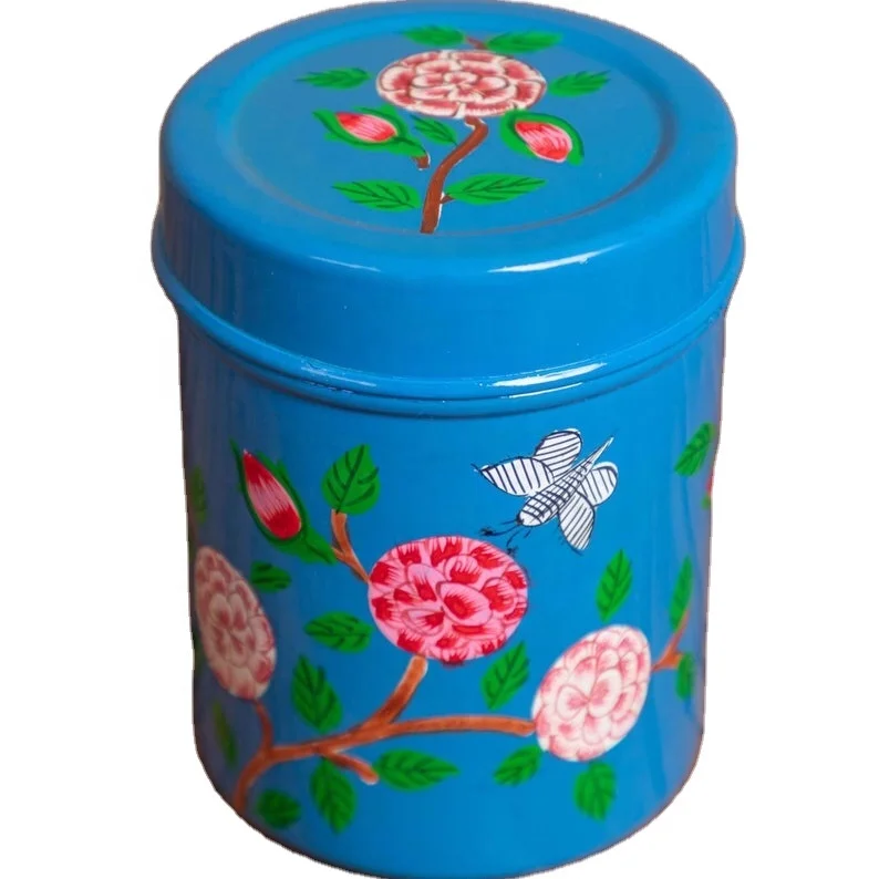 Canisters , stainless steel food storage box, hand painted canisters