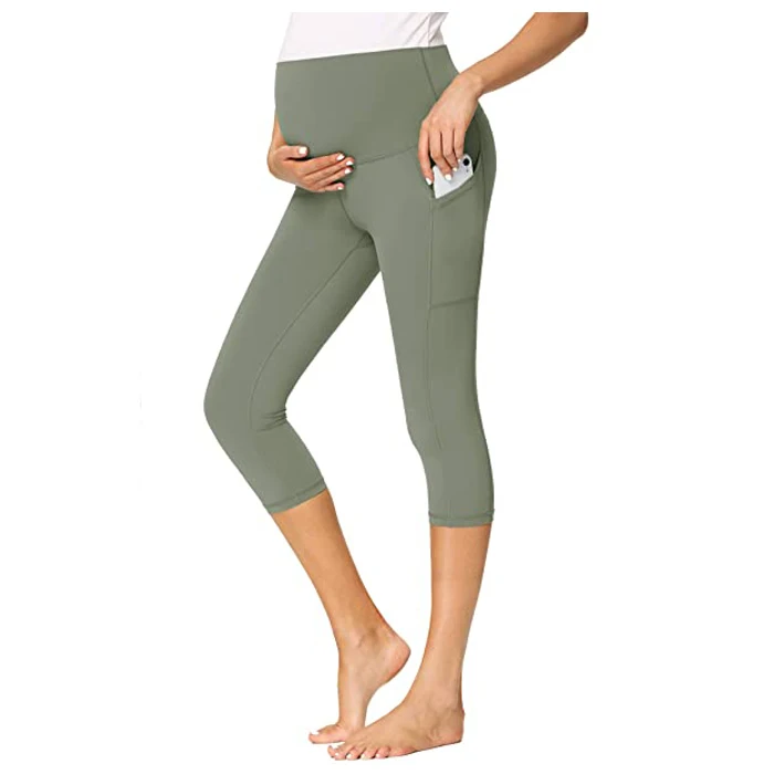 Thin maternity pants high bounce hip lift yoga wear pregnancy women tight black leggings