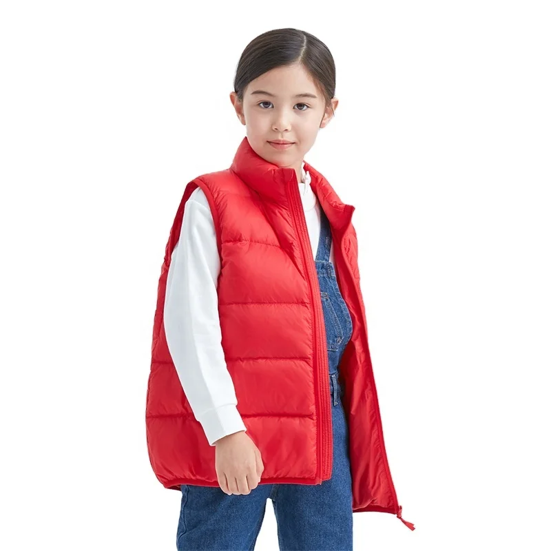 Winter kids custom lightweight warm sleeveless puffer down vest jacket for kids