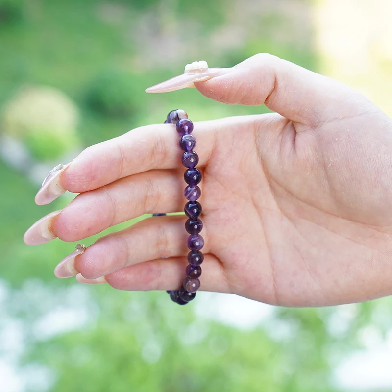 wholesale 6mm healing natural stone Anxiety Gemstone Quartz  For Women Men Gifts Reiki Energy Power luck Crystal Bracelet