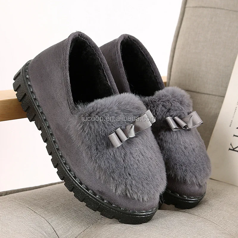 Fluffy moccasin women home slippers ladies house plush slippers fashion fur slippers for fuzzy winter shoes
