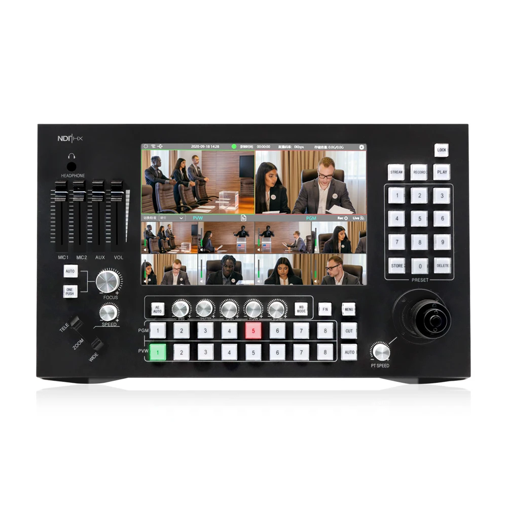 Лидер продаж 8 каналов PGM PVW видеомикшер оборудование для потоковой передачи IP POE в реальном времени
