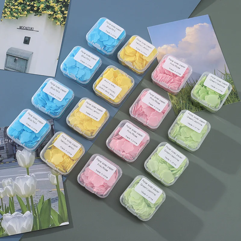 Wholesale 100 Pcs Mini Travel Size Disposable Hand Soap Petal Paper Soap Sheets Whitening Feature Ingredients from Milk Hotels