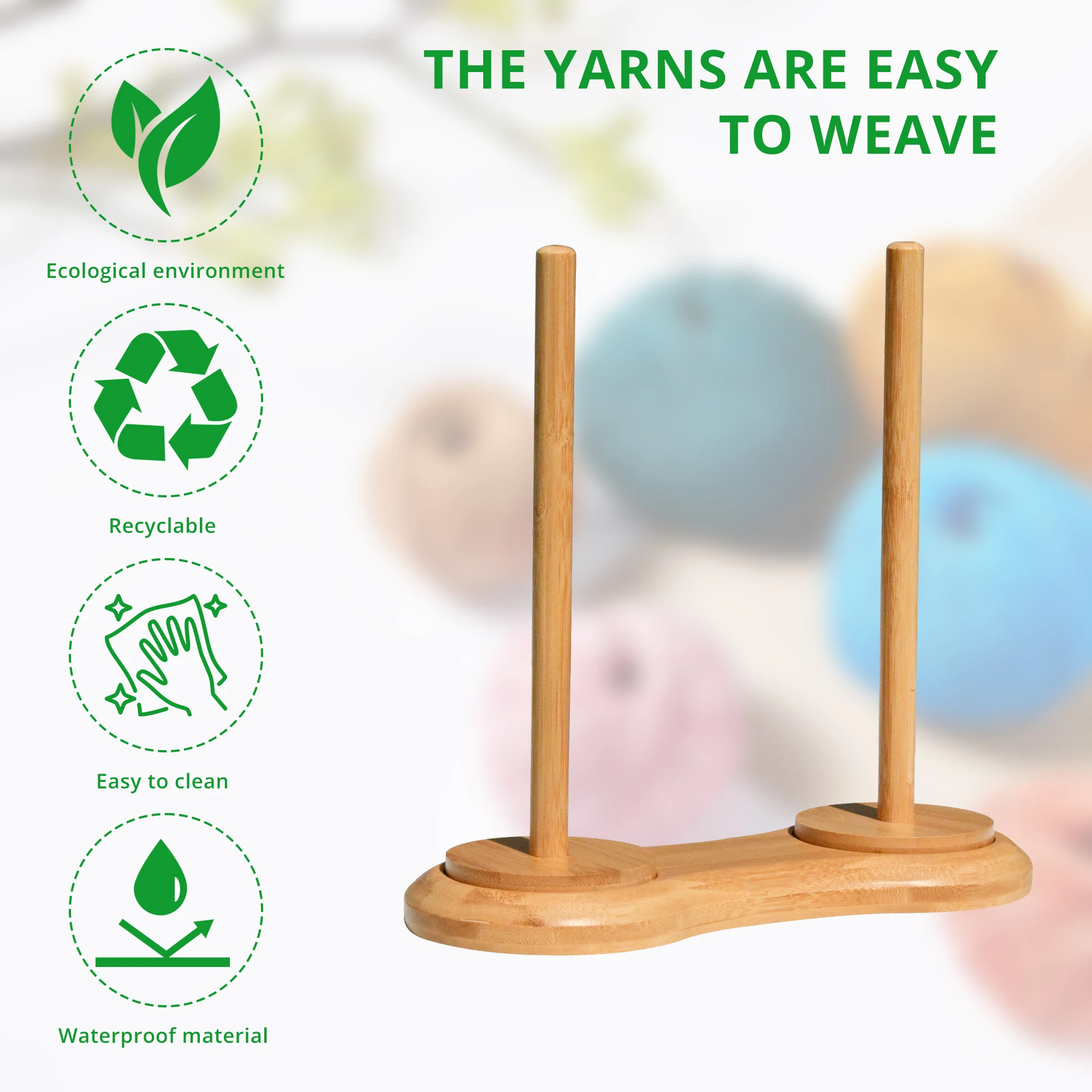 Revolving Double Yarn Cone Holder Wooden Yarn Warp Creel Stand Crocheting or Knitting Ball Dispenser