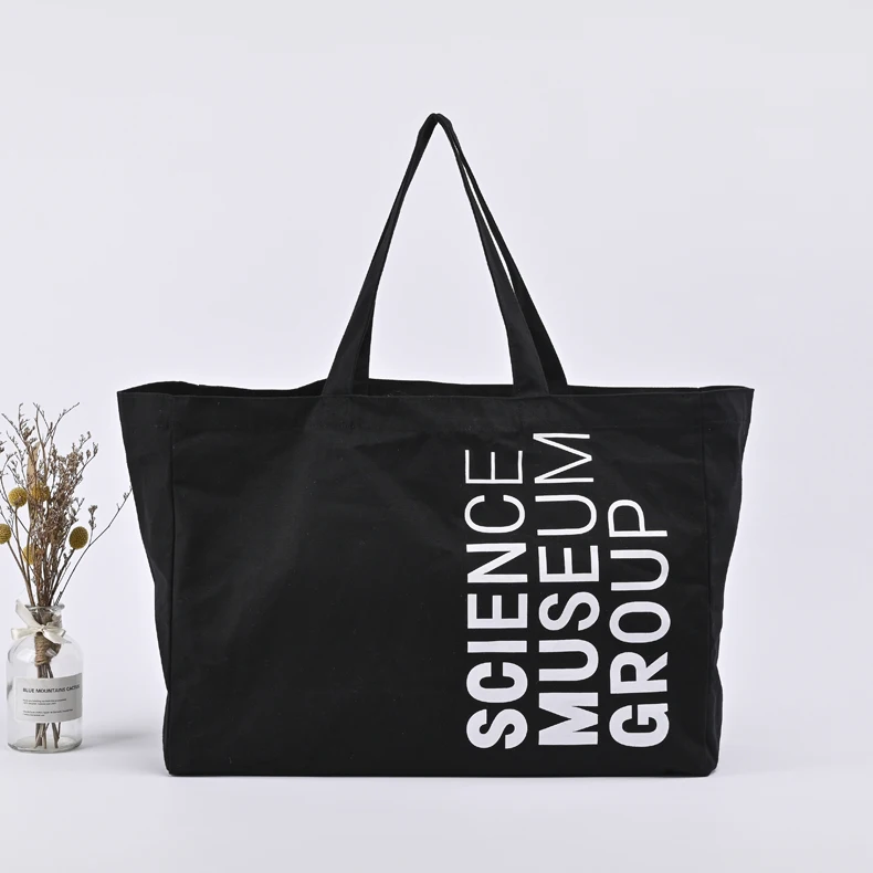 Wholesale extra large reusable organic cotton canvas shopping tote beach bag with custom logo