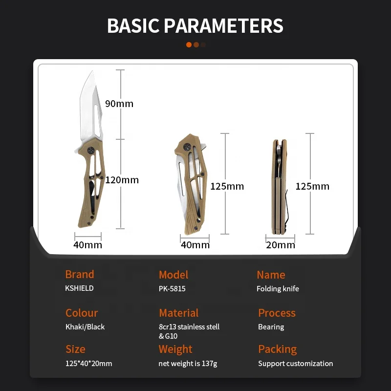 
The new camping outdoor tool hollow handle design 8cr13 stainless steel material lightweight folding knife camping 