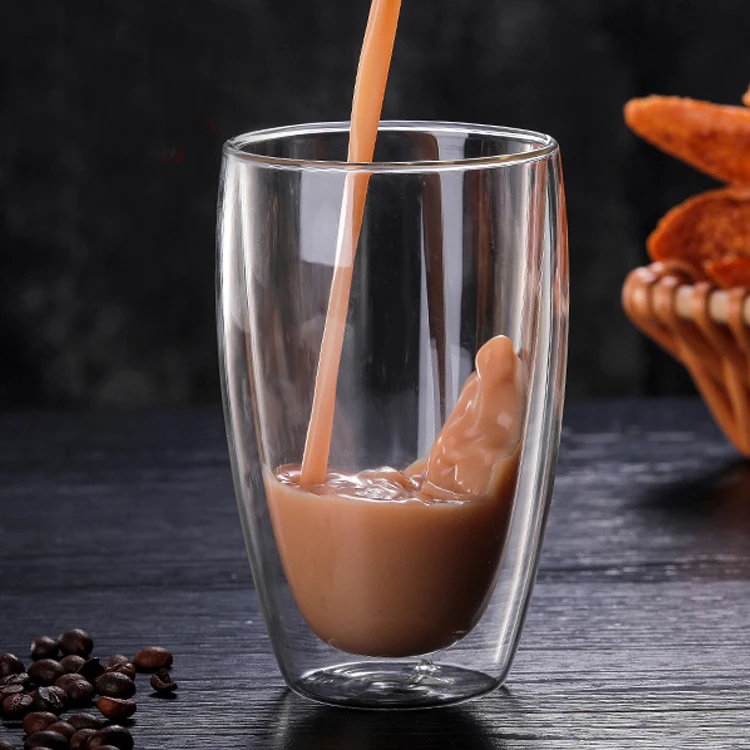 Китайская Фабрика Изолированная боросиликатная стеклянная кофейная чашка с двойными стенками на продажу