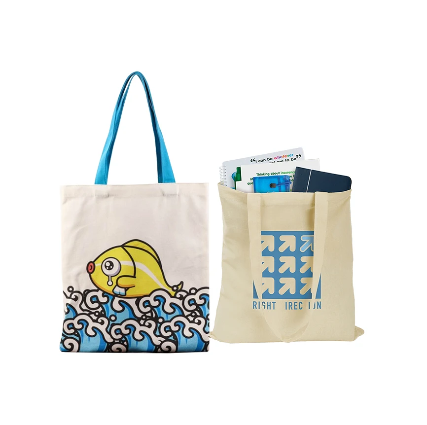 Печать 12oz натуральная черная ручка холст сетка мешок хлопок Пользовательский логотип