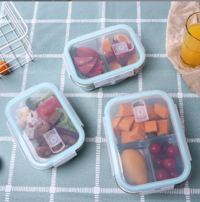 Custom Microwave Oven Safe Glass Food Container Leakproof Bento Lunch Box Meal Prep Storage Food Container