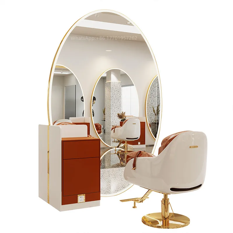 2021 latest fashion hairdressing furniture boutique set  (Note: 1 mirror, 1 styling chair, 1 tool cabinet.)ZY-MS097