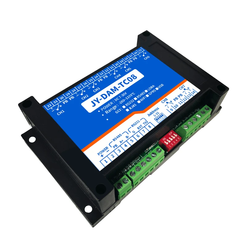 
JY-TC08 Isolated RS485 / RS232 serial 8-channel K-type JTERSB type thermocouple temperature capture card module 
