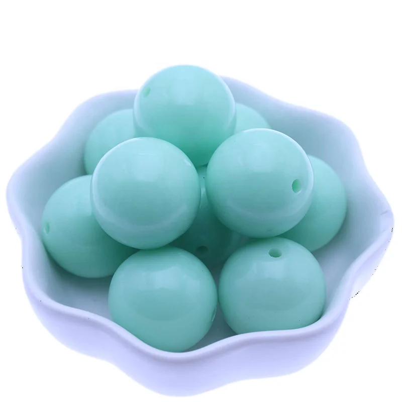 Beautiful Yellow Color Round Spacer Solid Fashion Chunky Plastic Beads For Kawaii Necklace