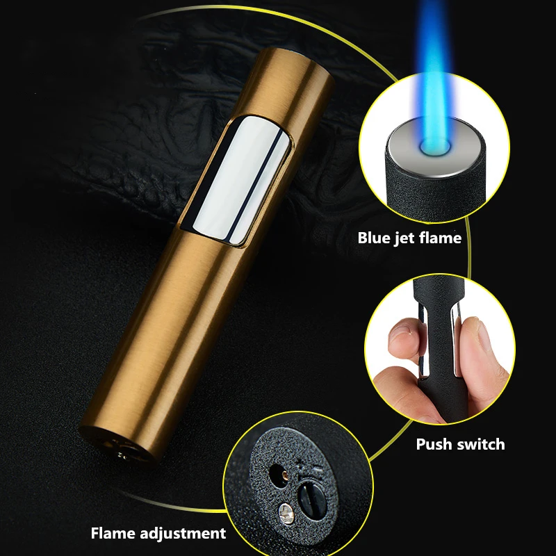 Refillable mini Pen lighter Adjustable Butane windproof jet flame gas Custom lighter cigarette