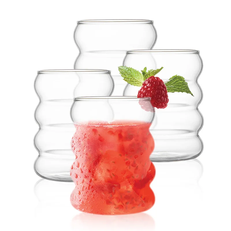 Top seller caterpillar shape wholesale drinking glasses cups clear iced glass coffee mug glass beer cups for juice beer coffee