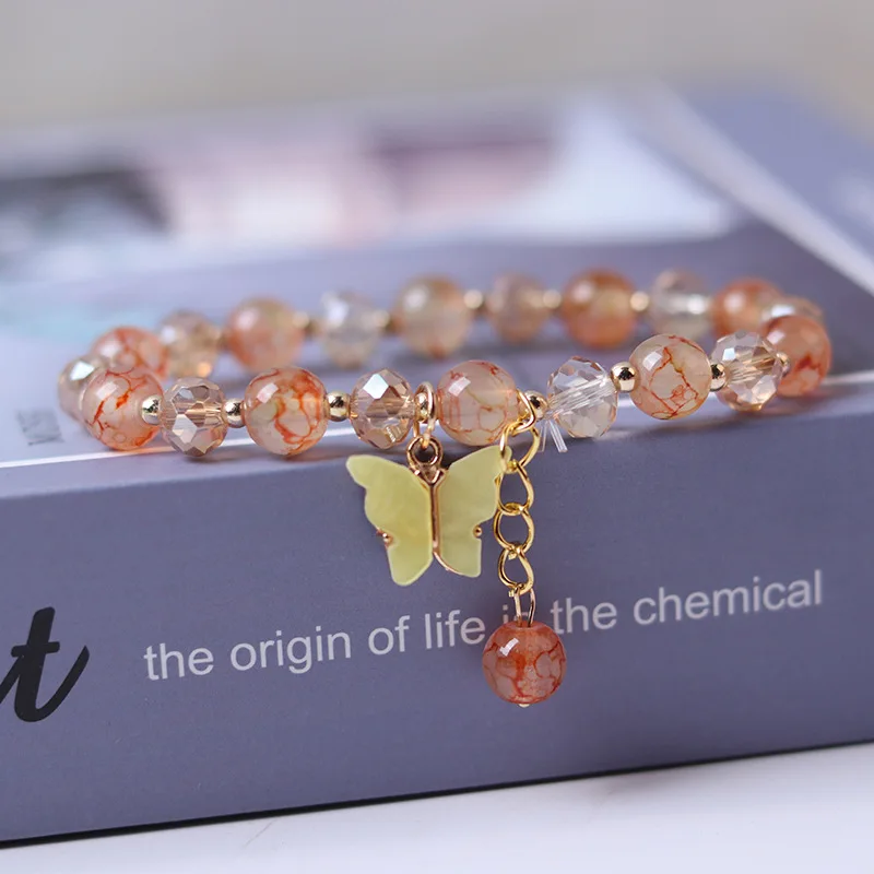 Couple Friendship Butterfly Bracelets Bohemian Colorful Crystal Beaded Bracelet Handmade Elastic Rope Women Pulseira Jewelry