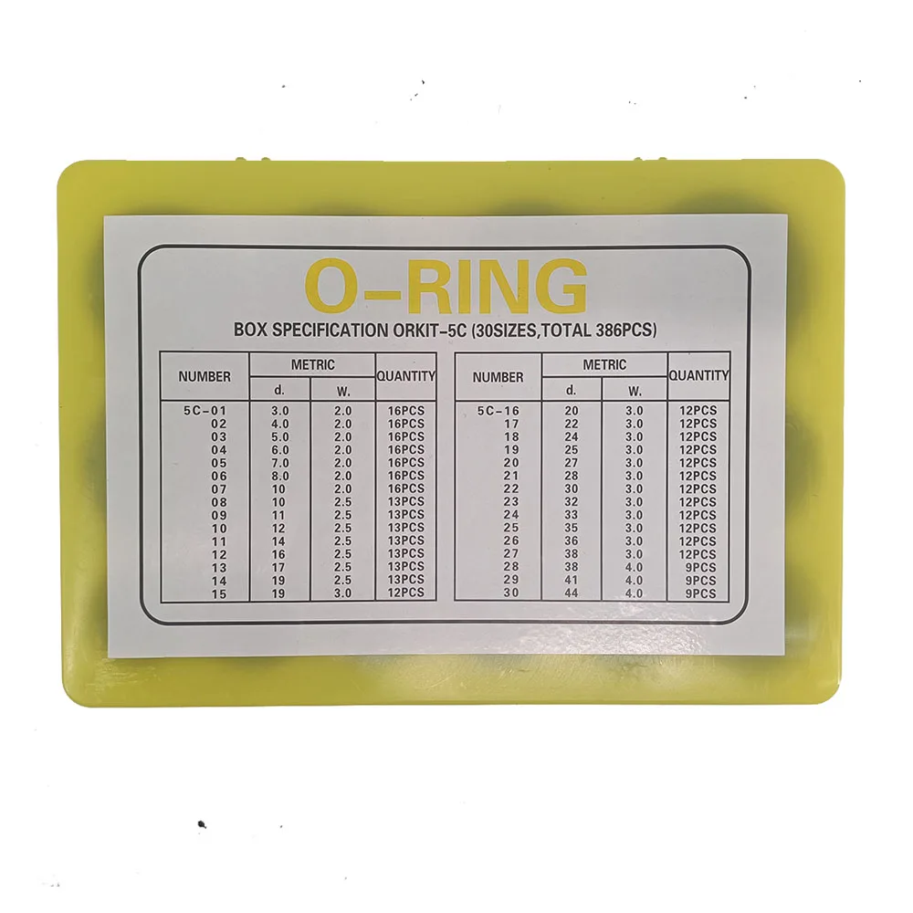 NBR Material Standard O-Ring Kit 382 386 Pcs  for Excavator Seal Set Box Assortment Excavator Hydraulic O-Ring Kit
