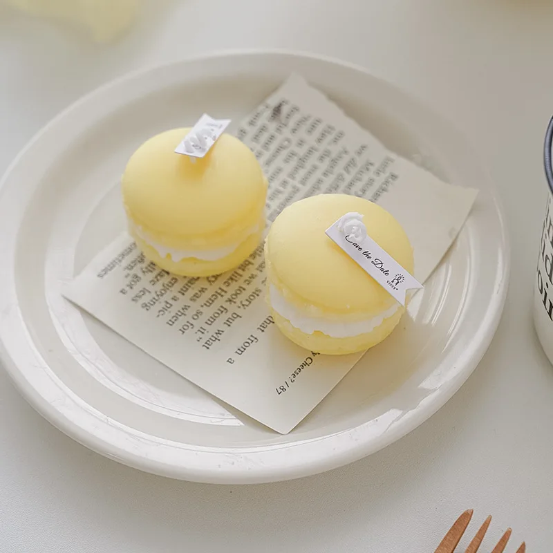Home Decor Creative Cute Simulated Desserts Food Shaped Macaroon Scented Candle for Party Decor