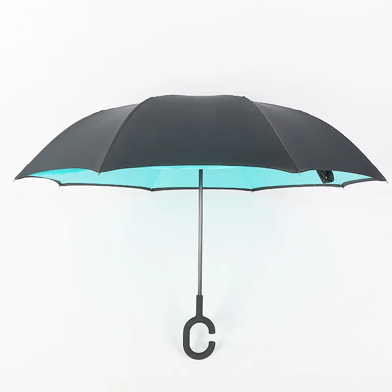 Creative Double C Car Reverse Umbrella Free Sunshade with 8k Ribs Can Be Printed with Logo Sunblock Umbrella