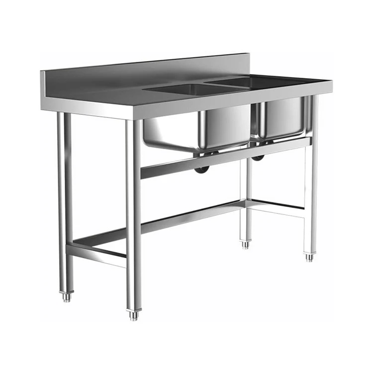 Commercial kitchen sinks workstation 304 stainless steel farmhouse double bowl hand sinks basins made in china