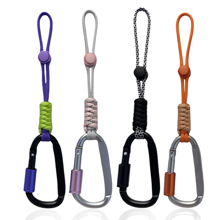 Custom Multifunctional Prevent Lost Outdoor Survival Tools Braided Paracord Hand Neck Lanyard With Carabiner For Cellphone Keys