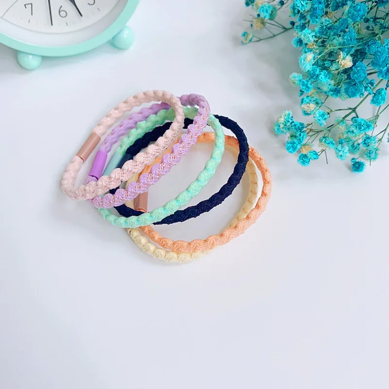 Candy Color Bracelet Hair Ties Braided Ponytail Holders Twisted Elastic Hair Ties