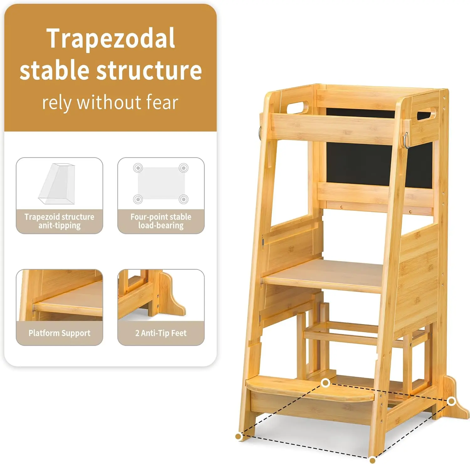 Child standing tower kitchen step stool toddler Counter Learning Helper Standing Tower Stool for Toddler Small Step Stool,