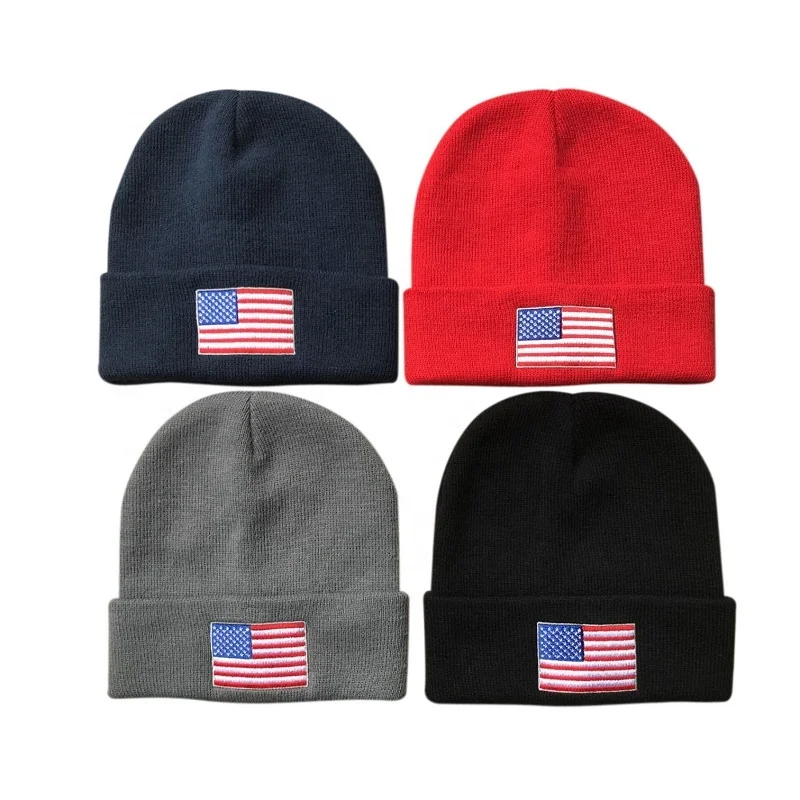 Bulk Unisex Greece Flag Beanie Knitted Hat Cheap Acrylic  Custom Men Knitted Flag Winter Hats