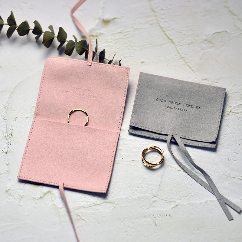 New Microfiber ring hot stamping custom design fasion cute tiny jewelry bags